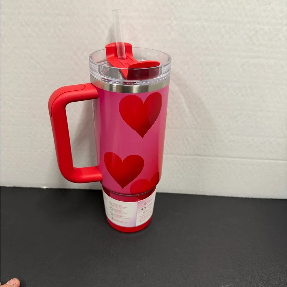 Stanley Red and Pink Heart Quencher Tumbler - Picture 4 of 5